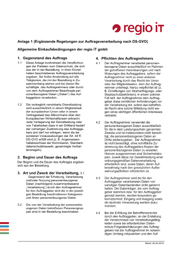 AGB // Anlage 1 (Erg. Regelungen zur Auftragsverarb. nach DS-GVO)